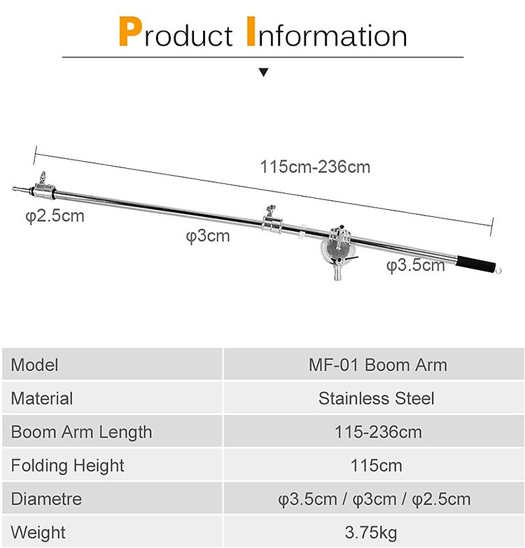 Tay boom đèn Inox MK MF-01 236cm hà nội