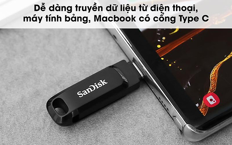 Truyền dữ liệu dễ dàng - USB OTG 3.1 64GB Sandisk SDDDC3 đen