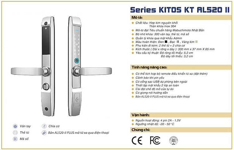 khóa thông minh cửa nhôm kitos kt-al520-ii plus 9