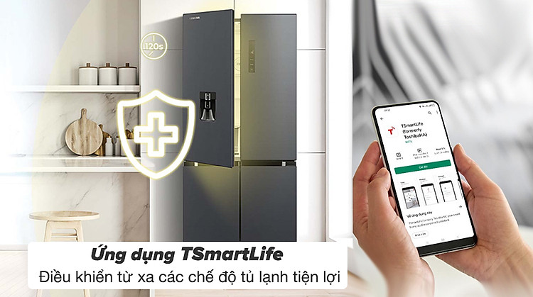 Tủ lạnh Toshiba Inverter 509 lít GR-RF605WI-PMV(06)-MG - Điều khiển từ xa qua ứng dụng Tsmartlife thông minh
