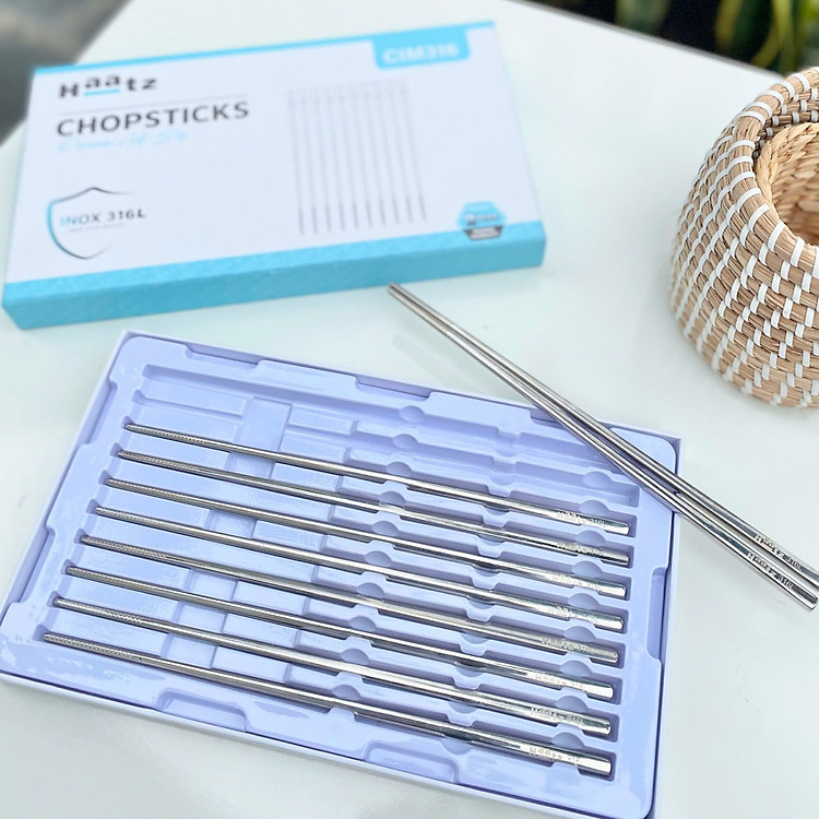 Bộ 10 đôi đũa inox 316L Haatz Hàn Quốc CIM316