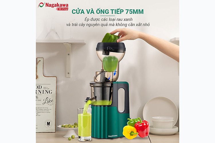 Máy ép chậm Nagakawa NAG0817 - Ống tiếp lớn, không cần chế biến nhỏ thực phẩm