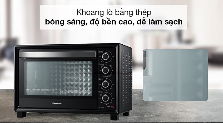 Lò nướng Panasonic NB-H3203KRA 32 lít - Chất liệu khoang lò bằng thép bóng sáng