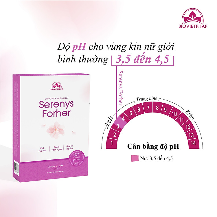 Dung dịch vệ sinh nữ Serenys Foher 200ml giúp khử mùi hôi, giảm viên ngứa, cân bằng độ ẩm, độ Ph