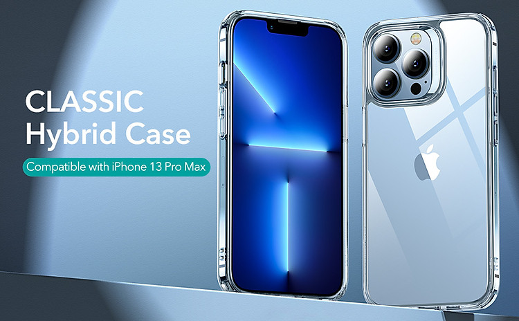 Ốp Lưng Cho iPhone 13 / 13 Pro / 13 Pro Max ESR Classic Hybrid Shock-Absorbing Case (Mặt Lưng Kính Cường Lực) - Hàng Nhập Khẩu