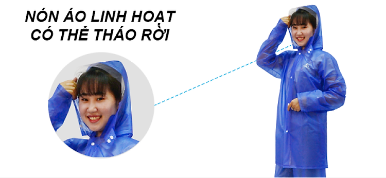 Nón có thể tháo rời bộ áo mưa trong màu RANDO