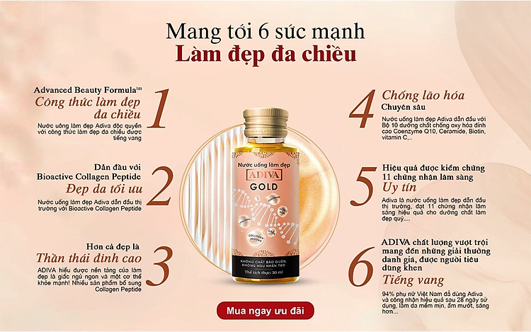 2 hộp nước uống làm đẹp collagen adiva 14 lọ hộp tặng 1 sữa tắm adiva 3