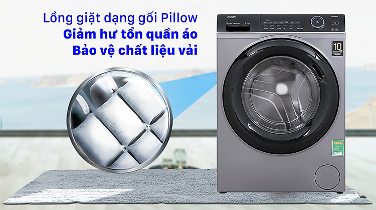 Máy giặt Aqua Inverter 9.0 KG AQD-A900F S - Lồng giặt Pillow bảo vệ quần áo tốt hơn