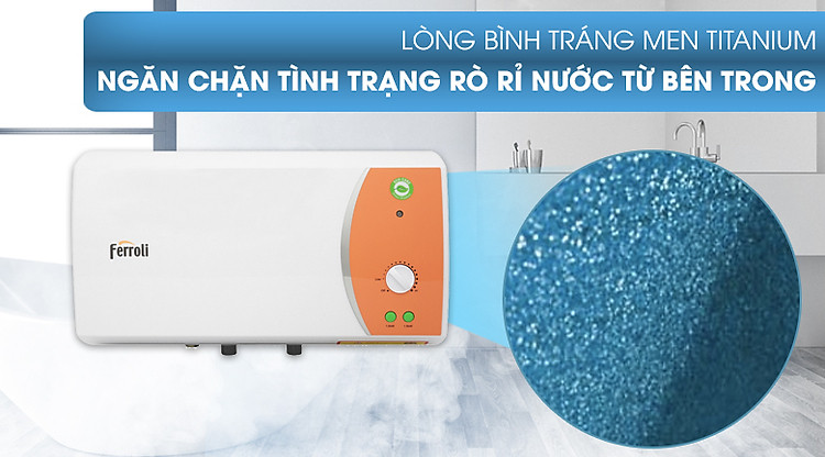 Lòng bình tráng men Titanium - Bình nước nóng Ferroli VERDI 15L TE 15 Lít