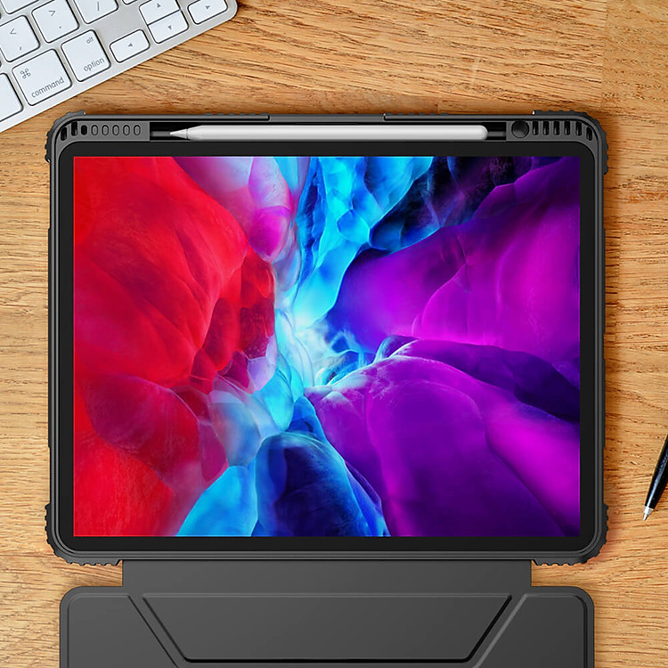 Bao da iPad Pro 11 2020 chống sốc hiệu Nillkin Bumber có ngăn đựng bút chống va đập, mặt lưng show Logo táo, cơ chế smartsleep - Hàng chính hãng