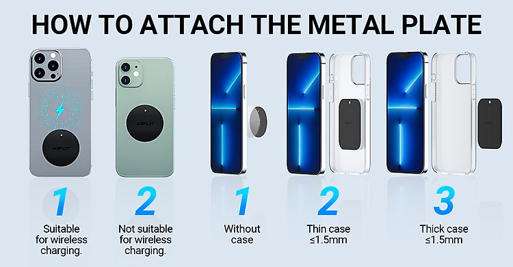 acefast d7 magnetic car holder how to attach the metal plate