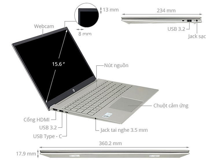 Laptop HP Pavilion 15 eg2035TX i5 1235U/8GB/512GB/2GB MX550/Win11 (6K781PA)