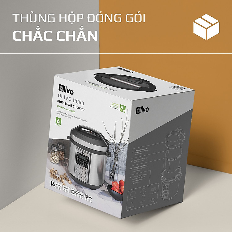 nồi áp suất điện olivo pc60 thương hiệu mỹ 16 chức năng van an toàn tuyệt đối dung tích 6l công suất 1000w - hàng chính hãng 17