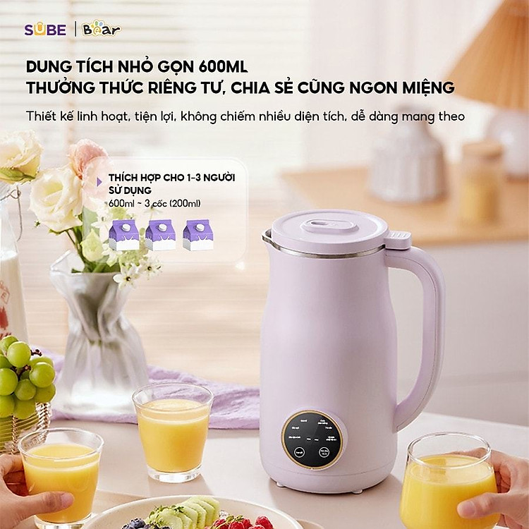 Máy làm sữa hạt Bear SB-SH06D có dung tích nhỏ gọn, đủ cho gia đình nhỏ