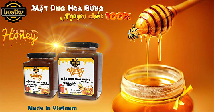 mật ong rừng tây nguyên nguyên chất, hũ 500ml, 100% natural honey, honey bestke 1