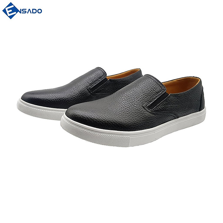  Giày Slip On Nam Giày Sneaker Nam Da Bò Nguyên Tấm Năng Động Trẻ Trung Ensado SL1316 (Đen) 