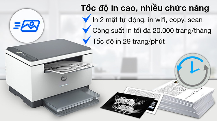 Máy in Laser trắng đen HP LaserJet MFP M236dw//Wifi/đa năng (In/scan/copy) (9YF95A) - Hiệu suất in mạnh mẽ