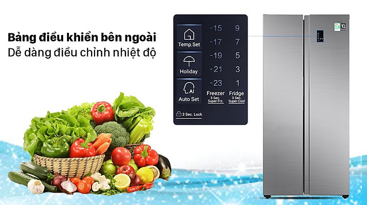 Tủ lạnh Aqua Inverter 480 lít AQR-S480XA(SG) - Bảng điều khiển bên ngoài