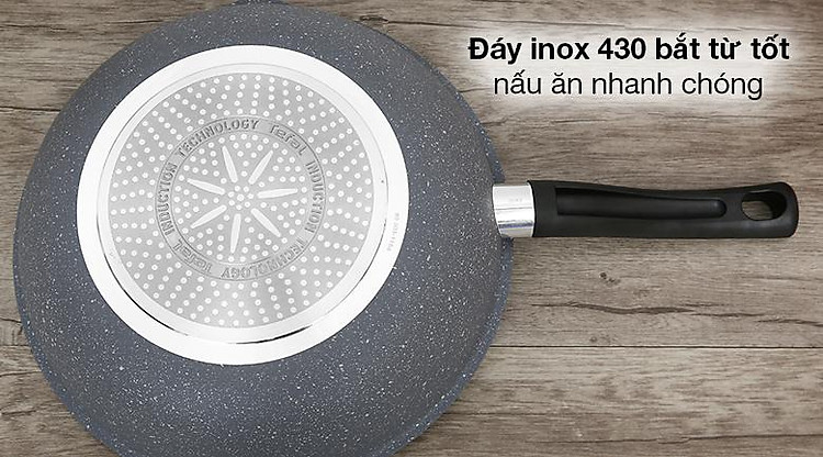 Chảo nhôm sâu chống dính đáy từ 28 cm Tefal Cook Healthy G1348695 - Đáy inox 430 bắt từ tốt