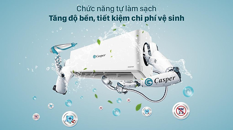 Máy lạnh Casper Inverter 1 HP sở hữu chức năng tự vệ sinh, tiết kiệm chi phí hiệu quả