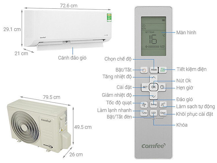 Máy lạnh Comfee Inverter 1 HP CFS-10VDGF-V