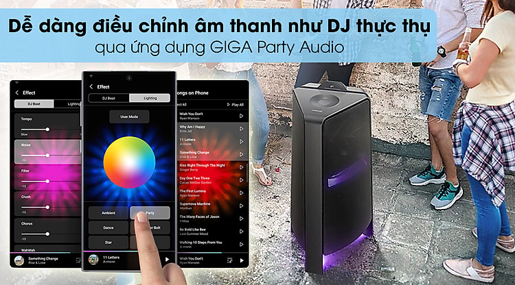 Loa Tháp Samsung MX-T70/XV - Dễ dàng điều khiển âm thanh như hóa thân thành DJ thực thụ nhờ ứng dụng GIGA Party Audio