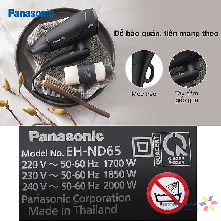 Máy sấy tóc gấp gọn Panasonic EH-ND65-K645 công suất 2300W sản xuất Thái Lan