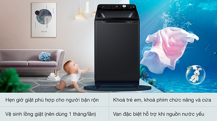 Máy giặt Aqua 10 KG AQW-DR101GT BK - Tiện ích