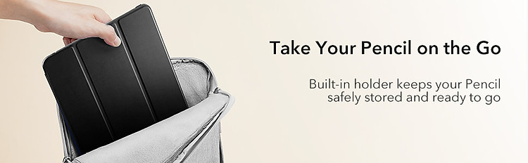 Bao da cho iPad Gen 8 10.2 2020 ESR Rebound Pencil Slim Smart Case (Có khe cắm bút Apple Pencil) - Hàng Nhập Khẩu