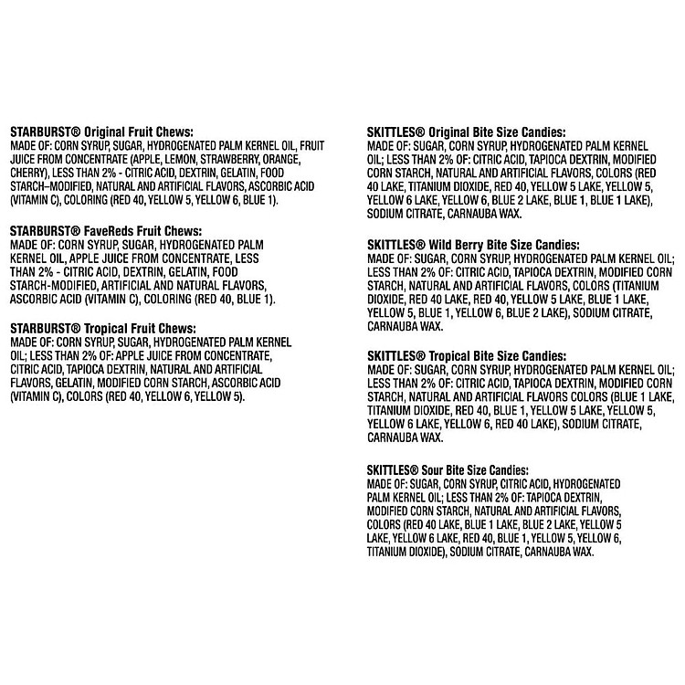 Kẹo trái cây Skittles & Starburst Christmas Candy Variety Mix Hộp 30 gói