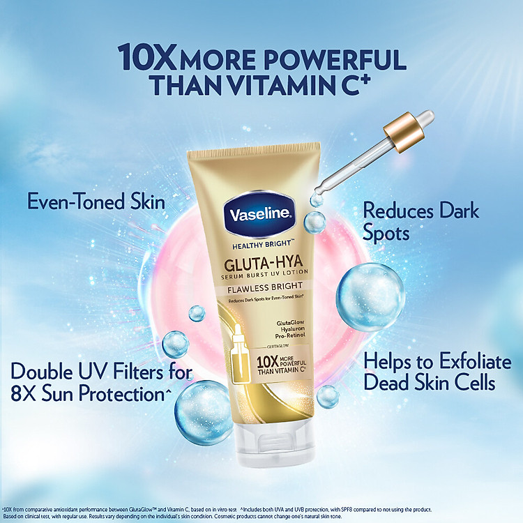 Vaseline Healthy Bright Gluta-Hya Serum Burst UV Lotion Flawless Bright