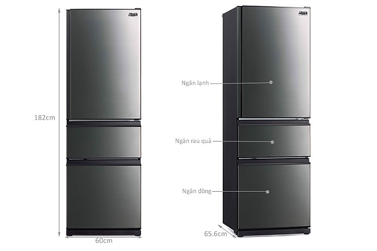 Tủ lạnh Mitsubishi Electric Inverter 365 lít MR-CX46ER-BST-V kích thước