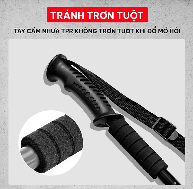 Gậy leo núi, đi bộ, trekking GoodFit GF03E chất liệu hợp kim nhôm có thể rút gọn