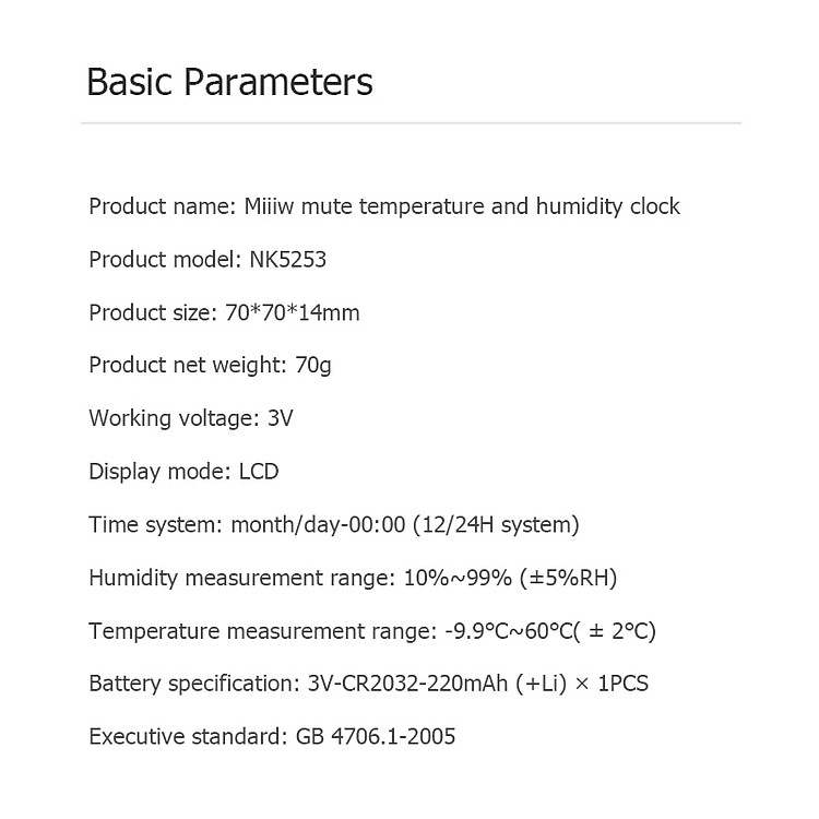 Đồng hồ nhiệt độ và độ ẩm Xiaomi youpin Miiiw Mute Màn hình LCD lớn 3,34 inch độ chính xác cao
