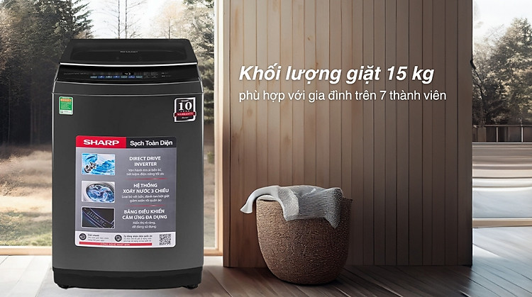 Máy giặt Sharp Inverter 15 kg ES-TM150CD-DS - Khối lượng giặt và chương trình