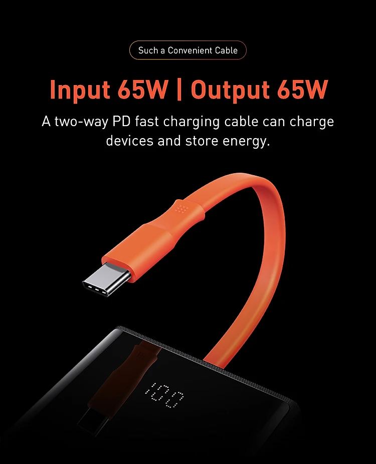 Baseus 65W 74Wh 20000mAh Power Bank External Battery Power Supply With USB-C PD QC4.0+ QC3.0 USB-A * 2 Support PPS AFC FCP SCP Fast Charging For iPhone 12 Pro Max for Samsung Galaxy S21 Note S20 ultra Huawei Mate40 P50 OnePlus 9 Pro