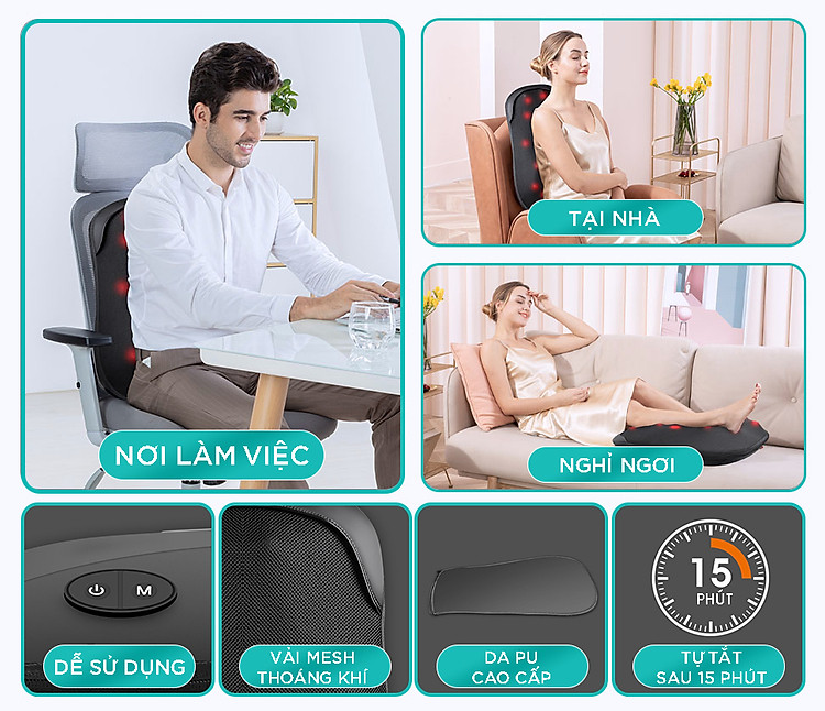 sử dụng đệm massage lưng tại nơi làm việc