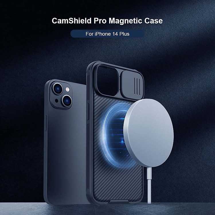 Ốp lưng chống sốc hỗ trợ sạc Magsafe cho iPhone 14 Plus (6.7 inch) bảo vệ Camera hiệu Nillkin Camshield Pro