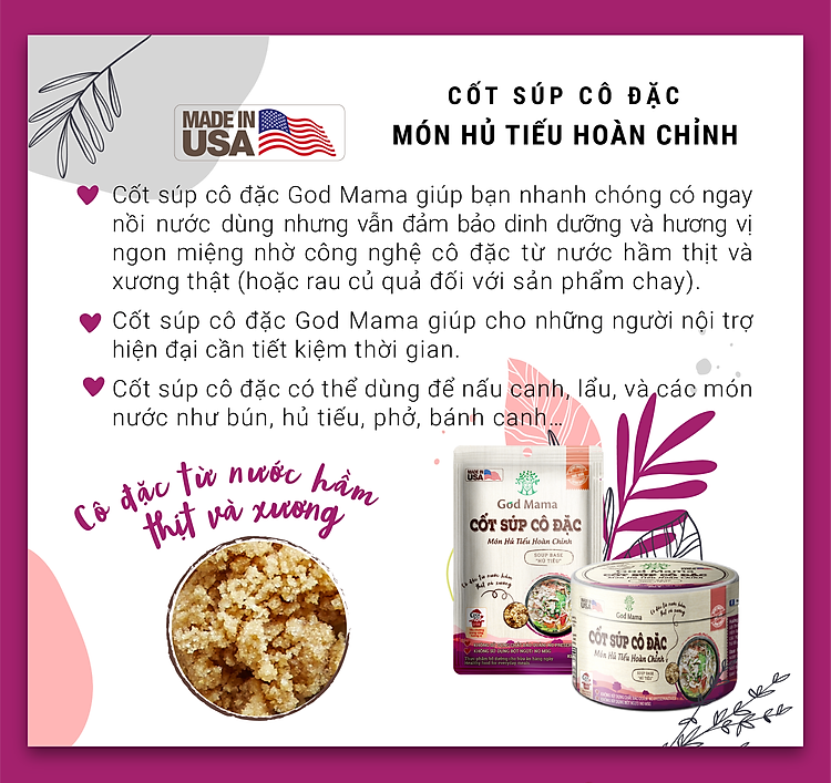 Cốt súp cô đặc - Món Hủ Tiếu Hoàn Chỉnh - Gia vị nấu hủ tiếu tiện lợi - Túi 35gr - Số 1 tại Mỹ - Tiêu chuẩn FDA - Tiện lợi cho bữa ăn gia đình - An toàn cho sức khỏe 1