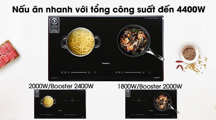 Nấu nhanh - Bếp từ đôi Nagakawa NAG1213M