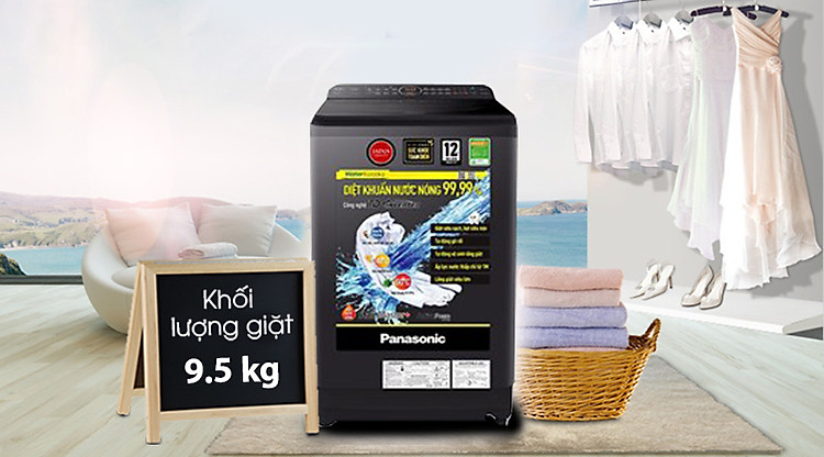 Máy giặt Panasonic Inverter 9.5 Kg NA-FD95V1BRV-Khối lượng giặt 9.5kg, phù hợp gia đình trên 6 người