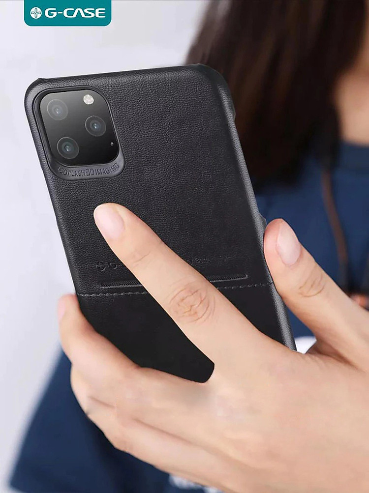 Ốp lưng da chống sốc cho iPhone 11 Pro hiệu G-Case trang bị ngăn đựng thẻ ATM, NameCard mặt siêu mềm mịn, chống sốc tốt, bảo vệ tuyệt đối - hàng nhập khẩu