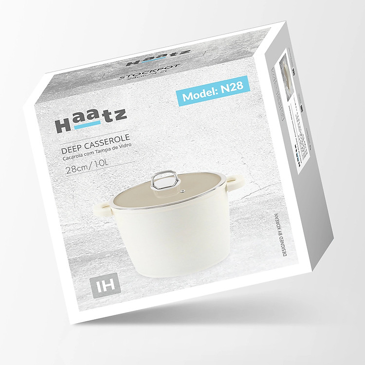 Nồi luộc gà chống dính phủ gốm Haatz Hàn Quốc dung tích 10L size 28cm