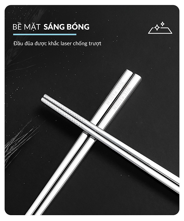 Bộ 10 đôi đũa inox 316L Haatz Hàn Quốc CIM316