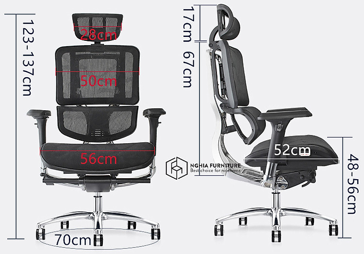 thông số kích thước ghế công thái học Life 02