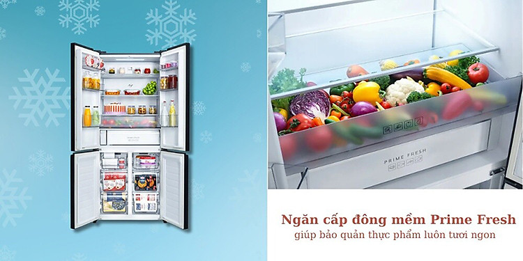 Tủ Lạnh Panasonic Inverter 510 lít NR-X561GB-VN - Ngăn cấp đông mềm Prime Fresh linh hoạt