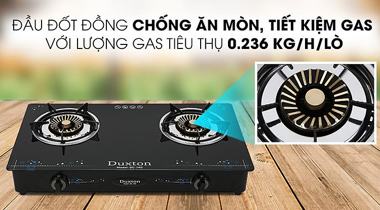 Đầu đốt bằng đồng - Bếp gas đôi Duxton DG-740