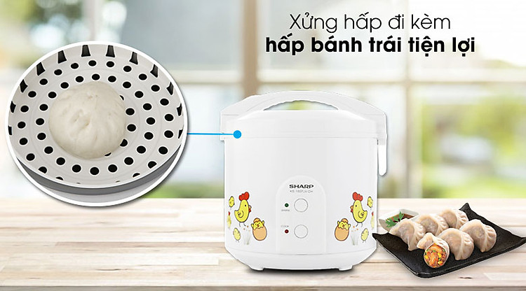 Nồi cơm điện nắp gài Sharp 1.8 lít KS-183TJV-CH - Có xứng hấp tiện hấp rau củ