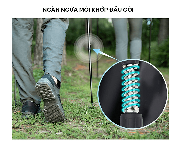 Gậy leo núi, đi bộ, trekking GoodFit GF03E chất liệu hợp kim nhôm có thể rút gọn