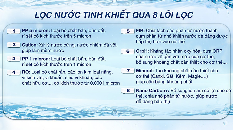 Máy lọc nước RO nóng nguội lạnh Kangaroo Infinity KG10A9I 8 lõi - Lõi lọc